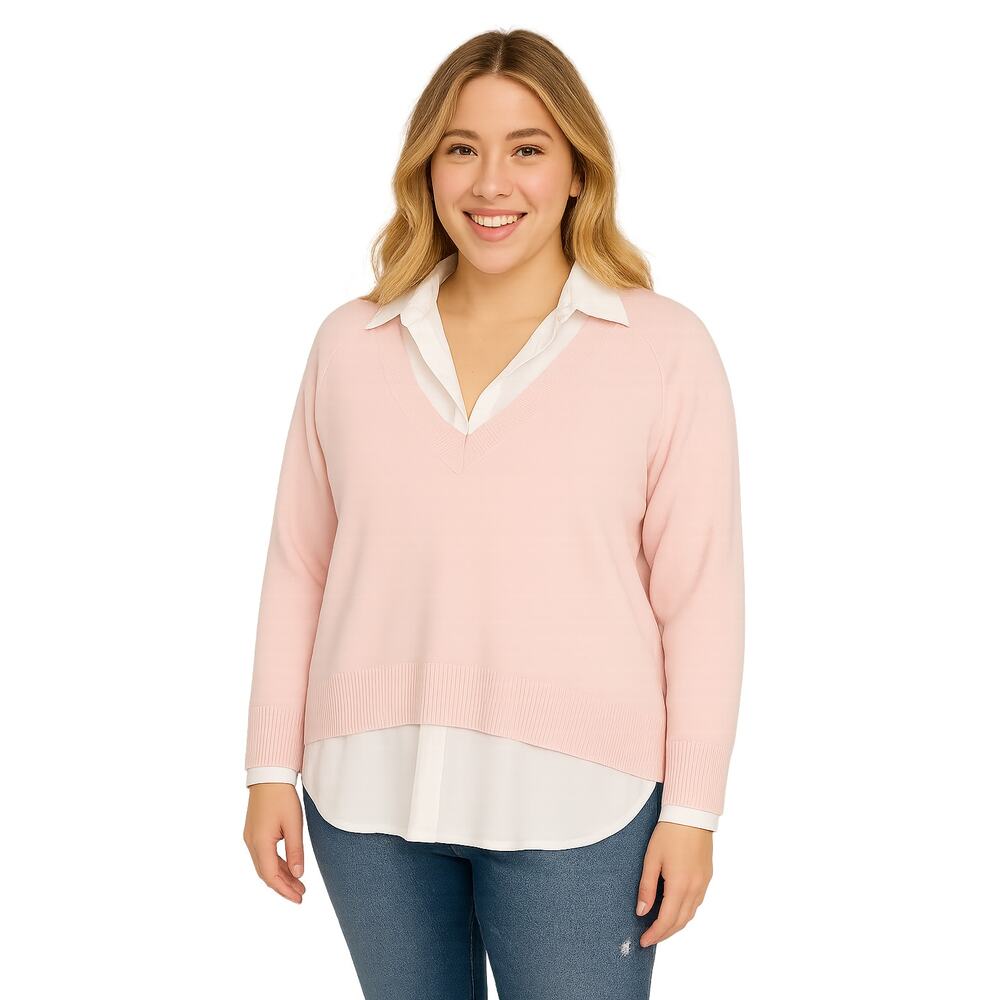 Philosophy Primrose Ivory Sweater Blouse Combo Women's 1X NWT Casual